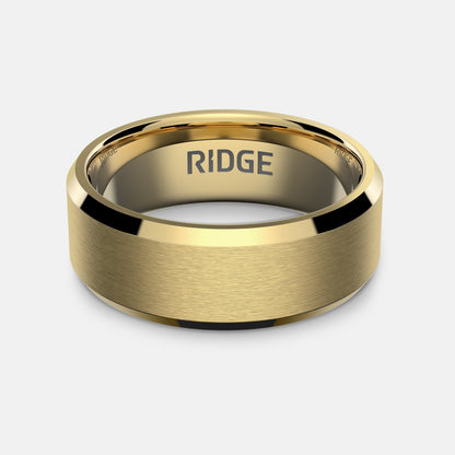 Ridge 8mm Beveled Ring Set - 24K Gold | Tantalum