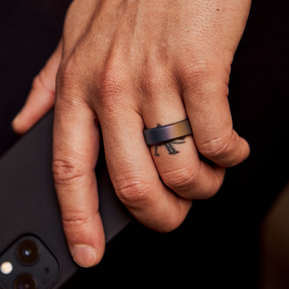 Ridge 8mm Beveled Ring Set - Burnt Titanium