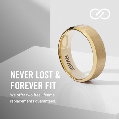 Ridge 8mm Beveled Ring Set - 24K Gold | Tantalum