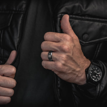 Ridge 8mm Beveled Ring Set - Gunmetal