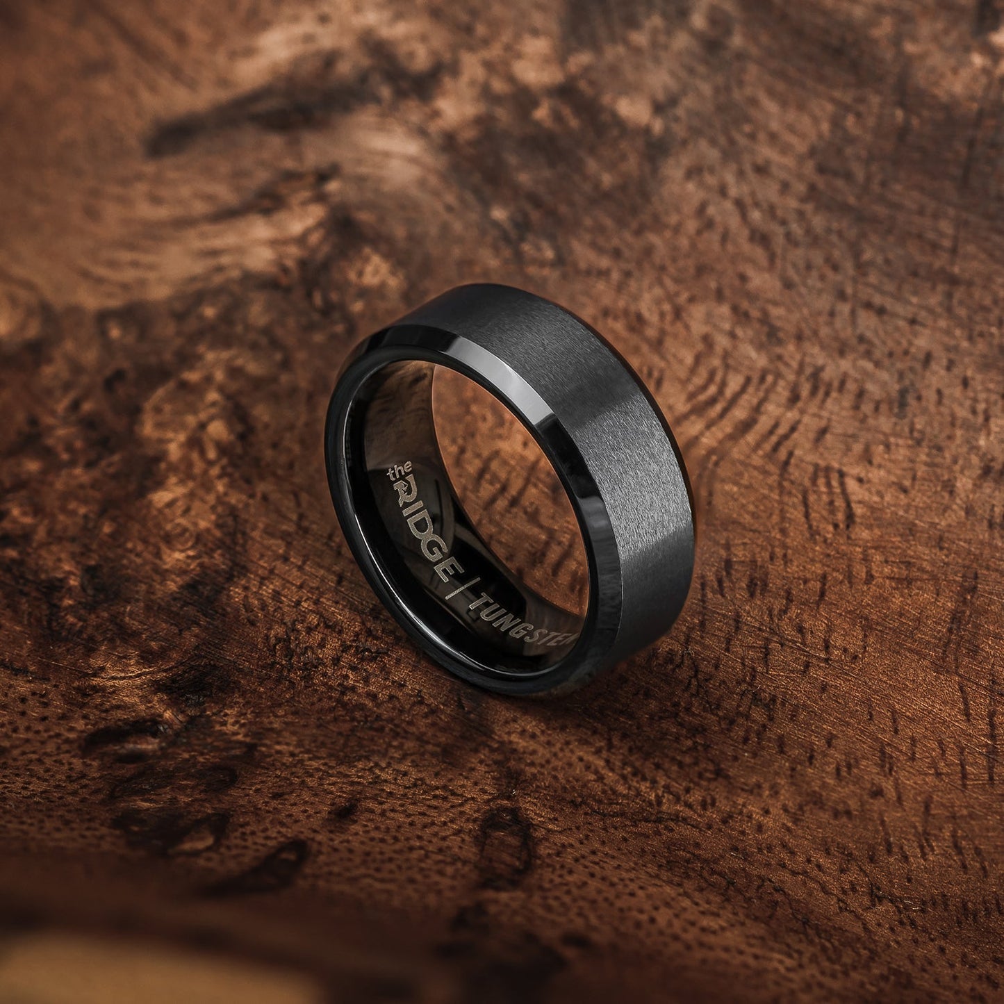 Ridge 8mm Beveled Ring Set - Gunmetal