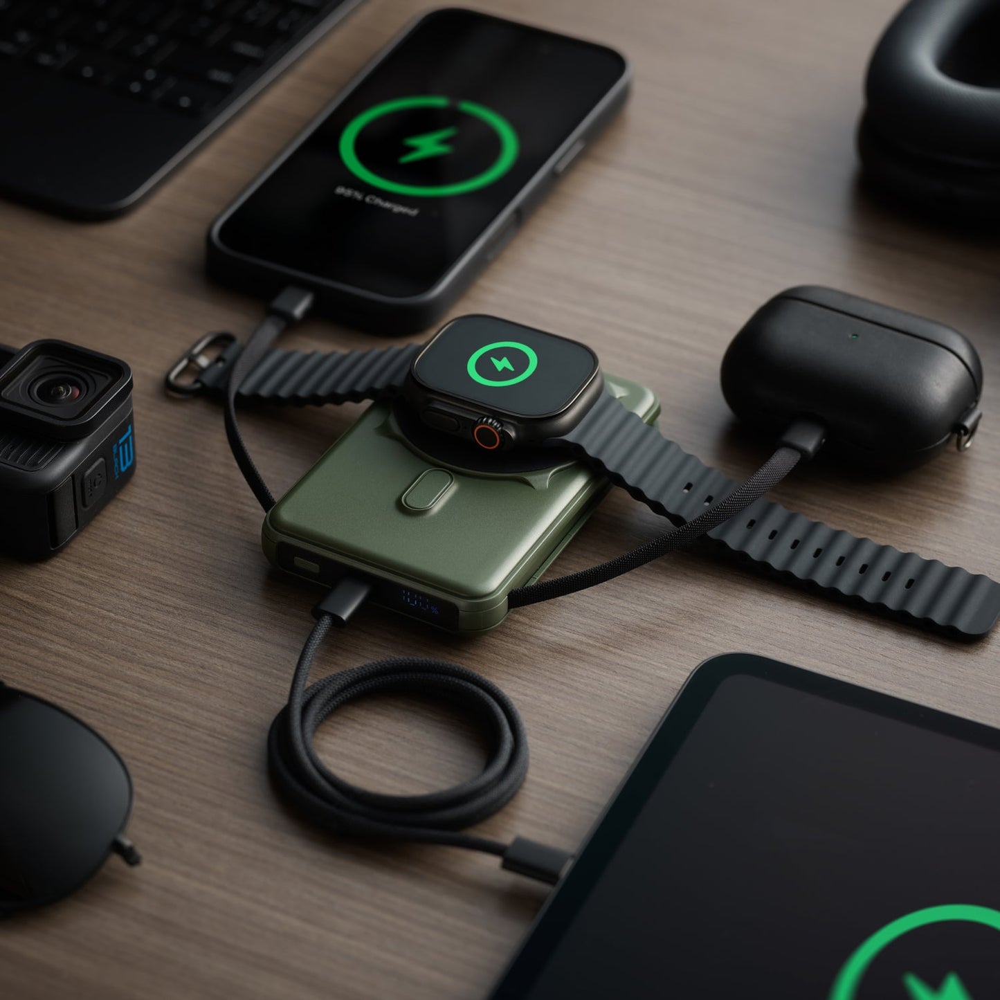 Magnetic Power Bank - Matte Olive