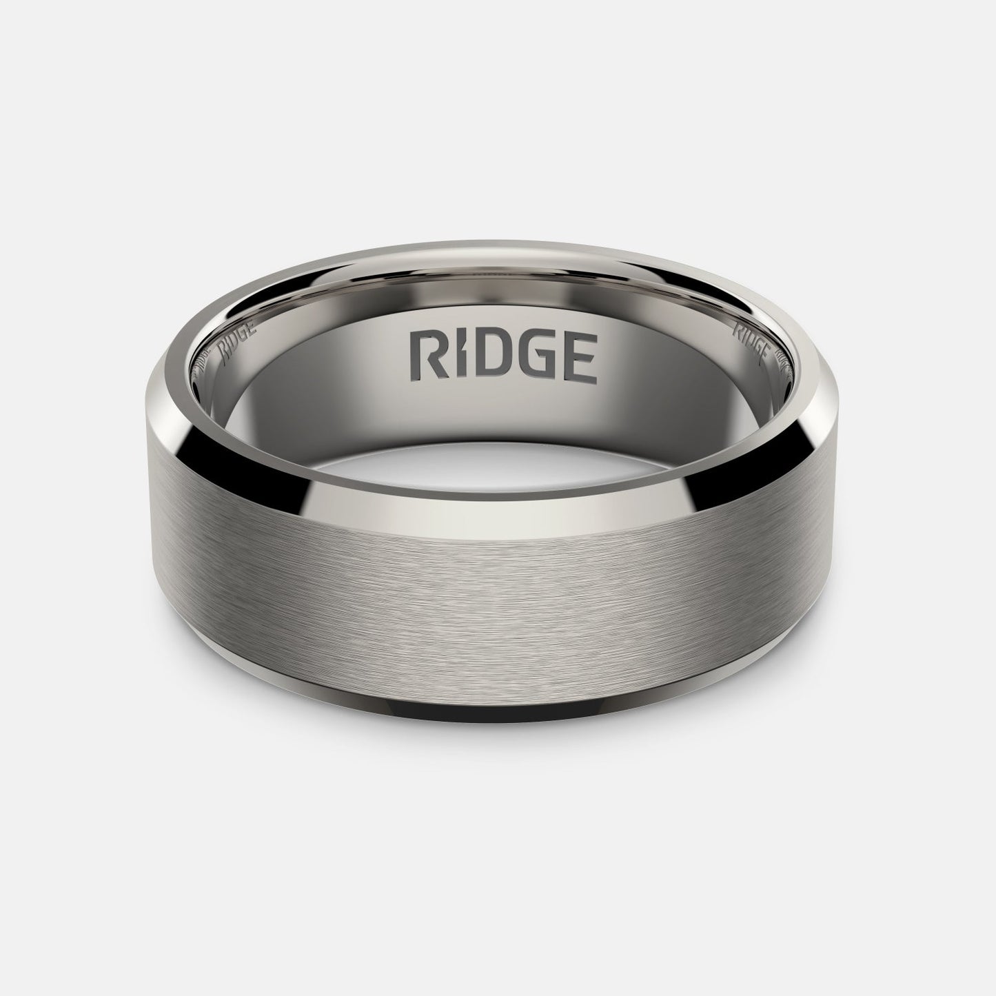 Ridge 8mm Beveled Ring Set - Platinum | Tantalum