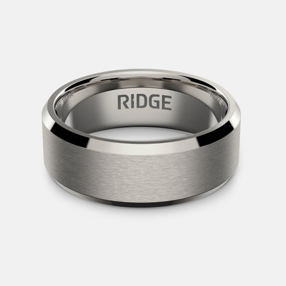 Ridge 8mm Beveled Ring Set - Platinum | Tantalum