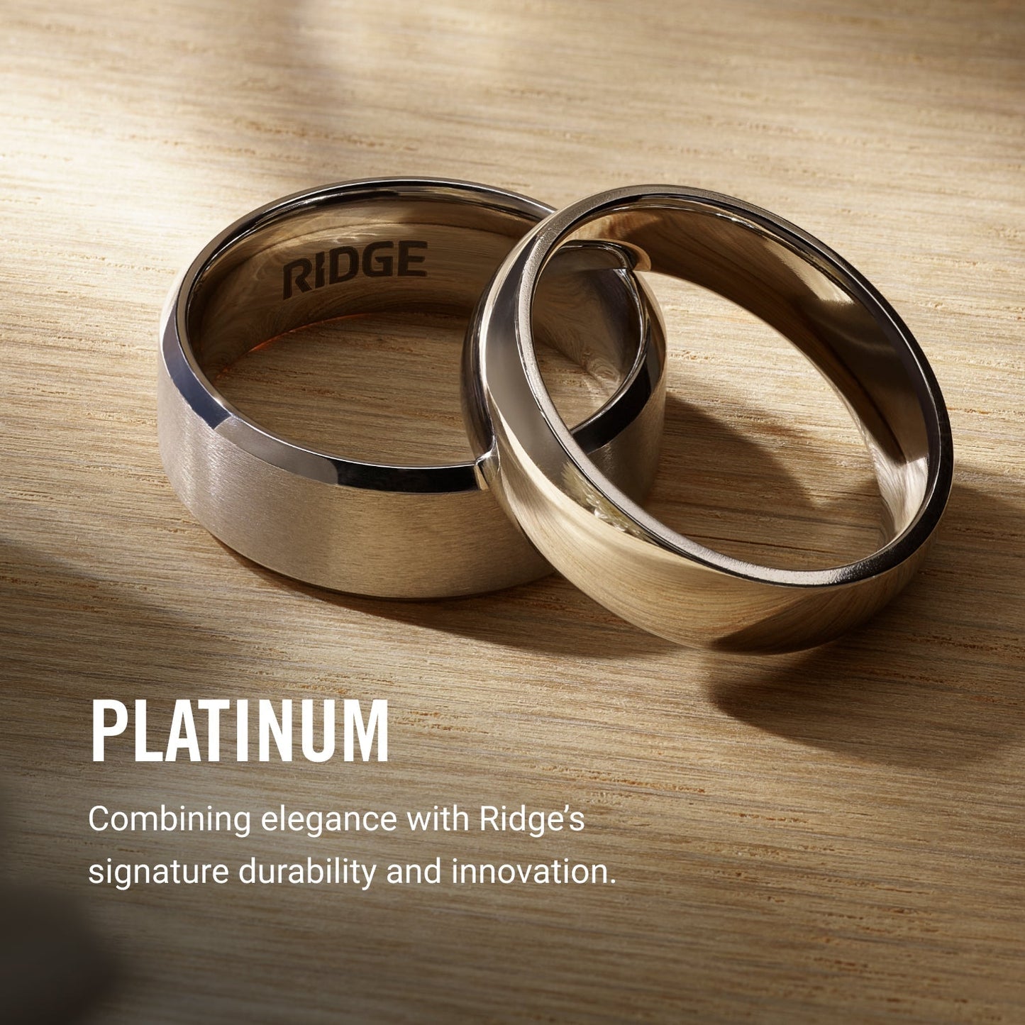 Ridge 8mm Beveled Ring Set - Platinum | Tantalum