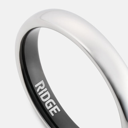 Ridge 4mm Rounded Ring Set - Platinum