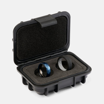 Ridge 6mm Hammered Ring Set - Alpine Navy