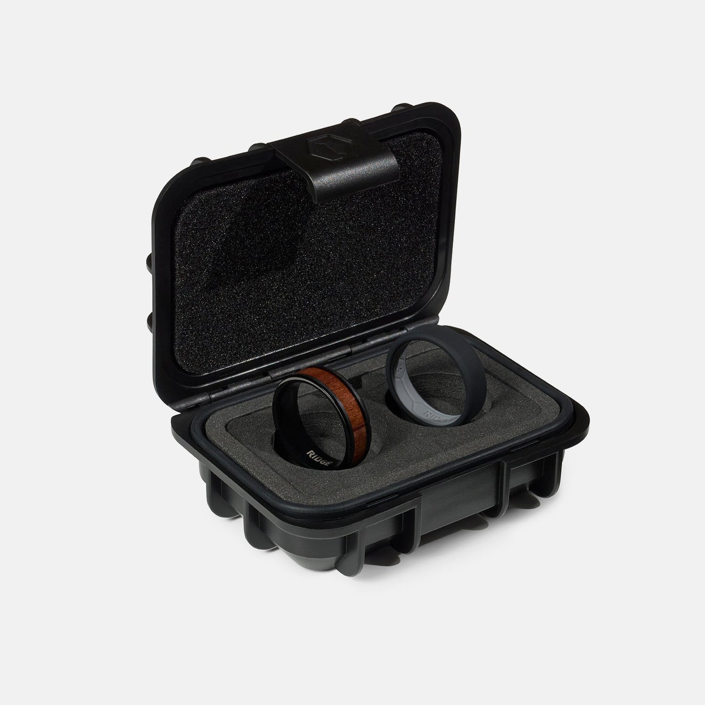 Ridge 8mm Beveled Ring Set - Mopane Wood