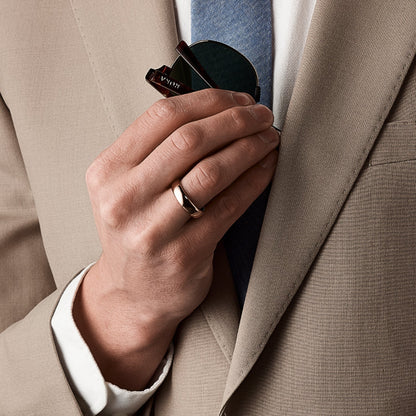 Ridge 6mm Rounded Ring Set - 18K Rose Gold