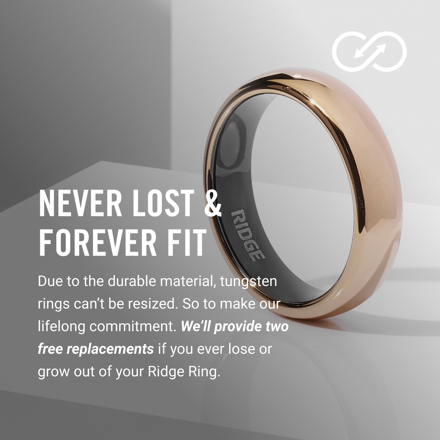 Ridge 6mm Rounded Ring Set - 18K Rose Gold