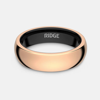Ridge 6mm Rounded Ring Set - 18K Rose Gold